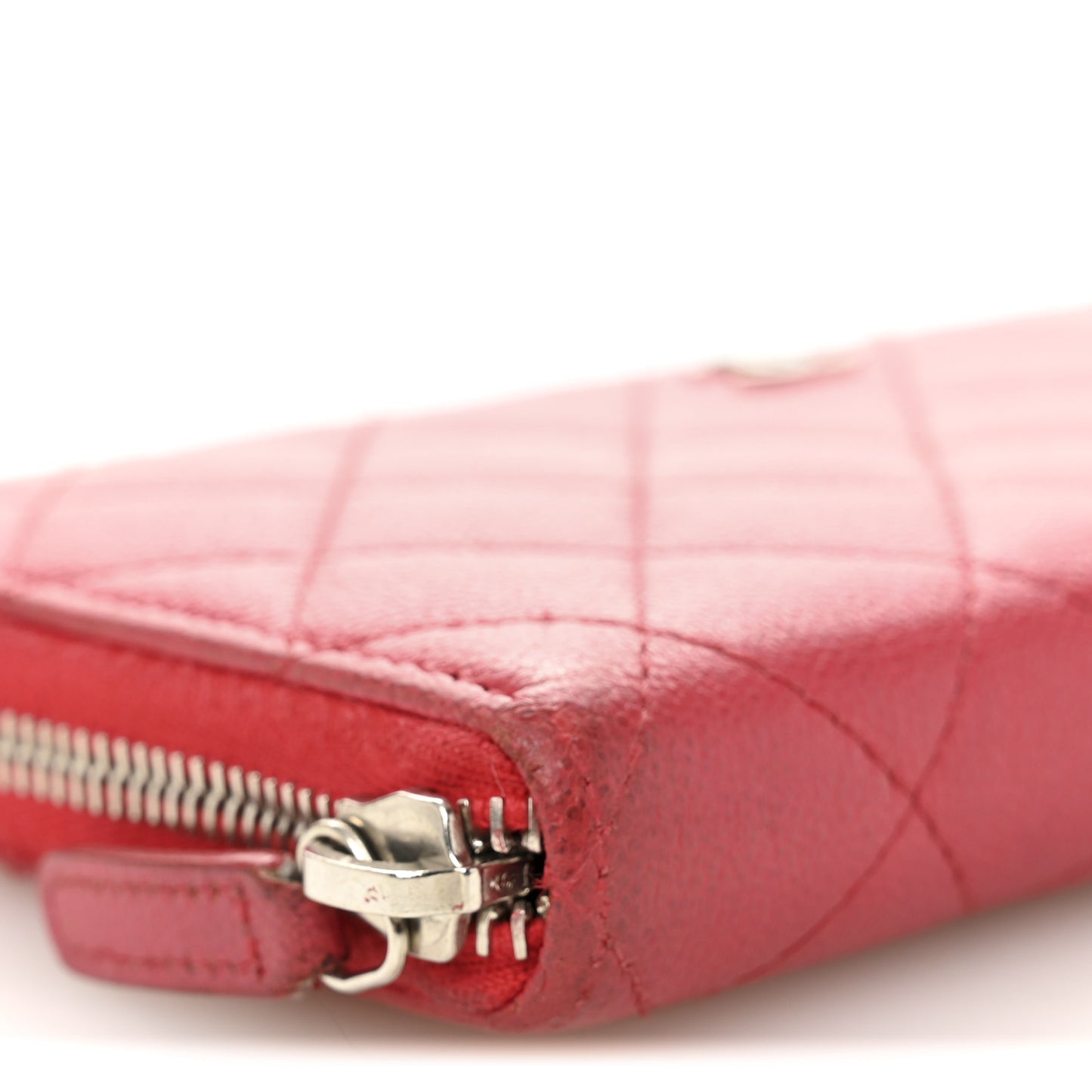 Caviar Quilted Large Gusset Zip Around Wallet Fuchsia