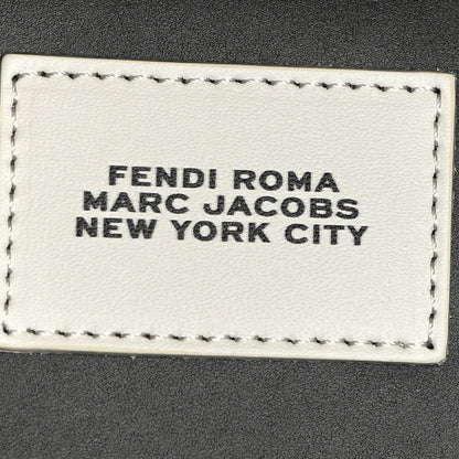 Fendi X MARC JACOBS Vitello King Logo Print Medium Fendi Sunshine Shopper Tote Black White 6 of 10