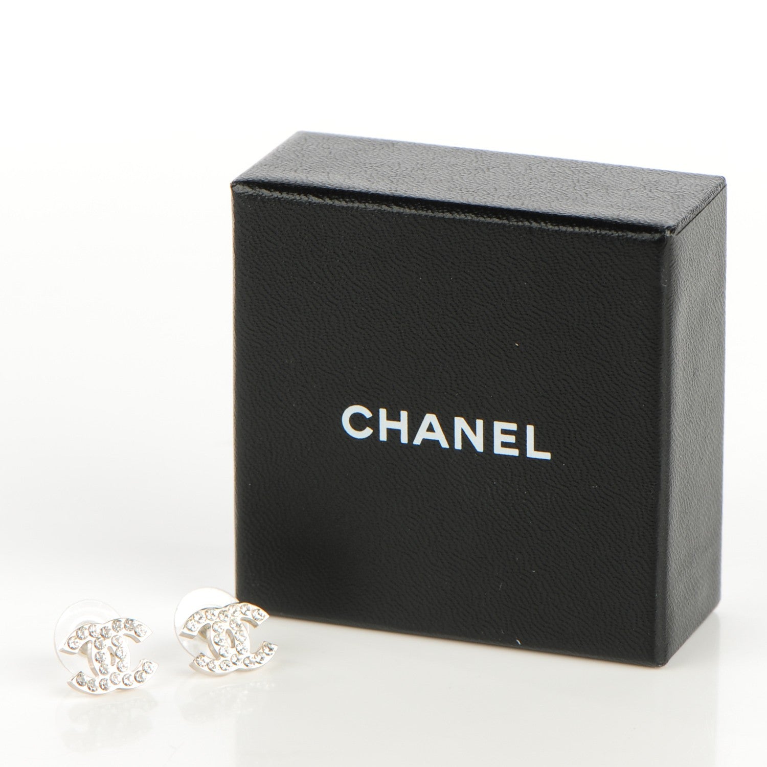 Chanel Crystal Timeless CC Earrings Silver 6 of 6