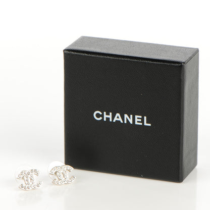Chanel Crystal Timeless CC Earrings Silver 6 of 6