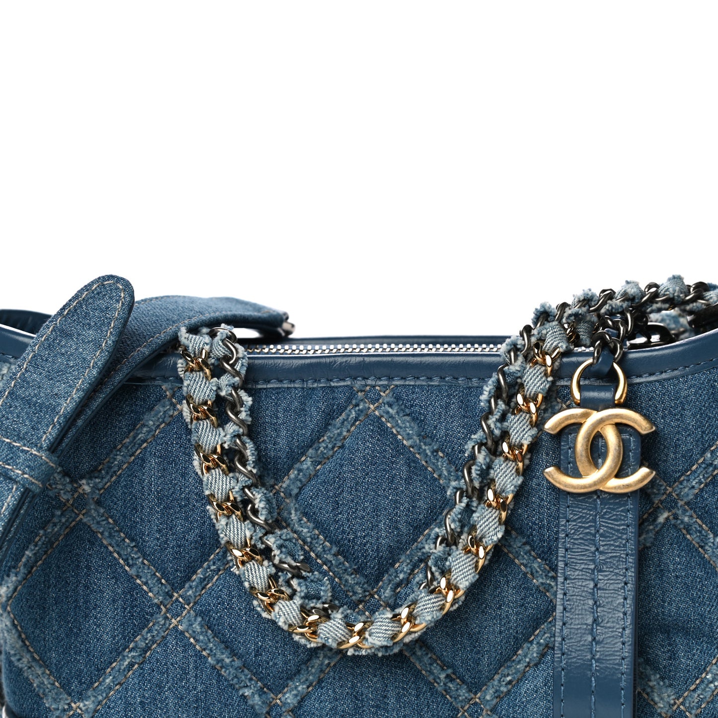 Denim Calfskin Small Gabrielle Hobo Blue