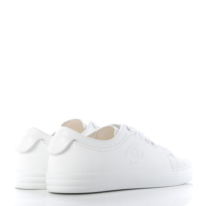 Chanel Calfskin Gum Womens CC Sneakers 40 White 4 of 9