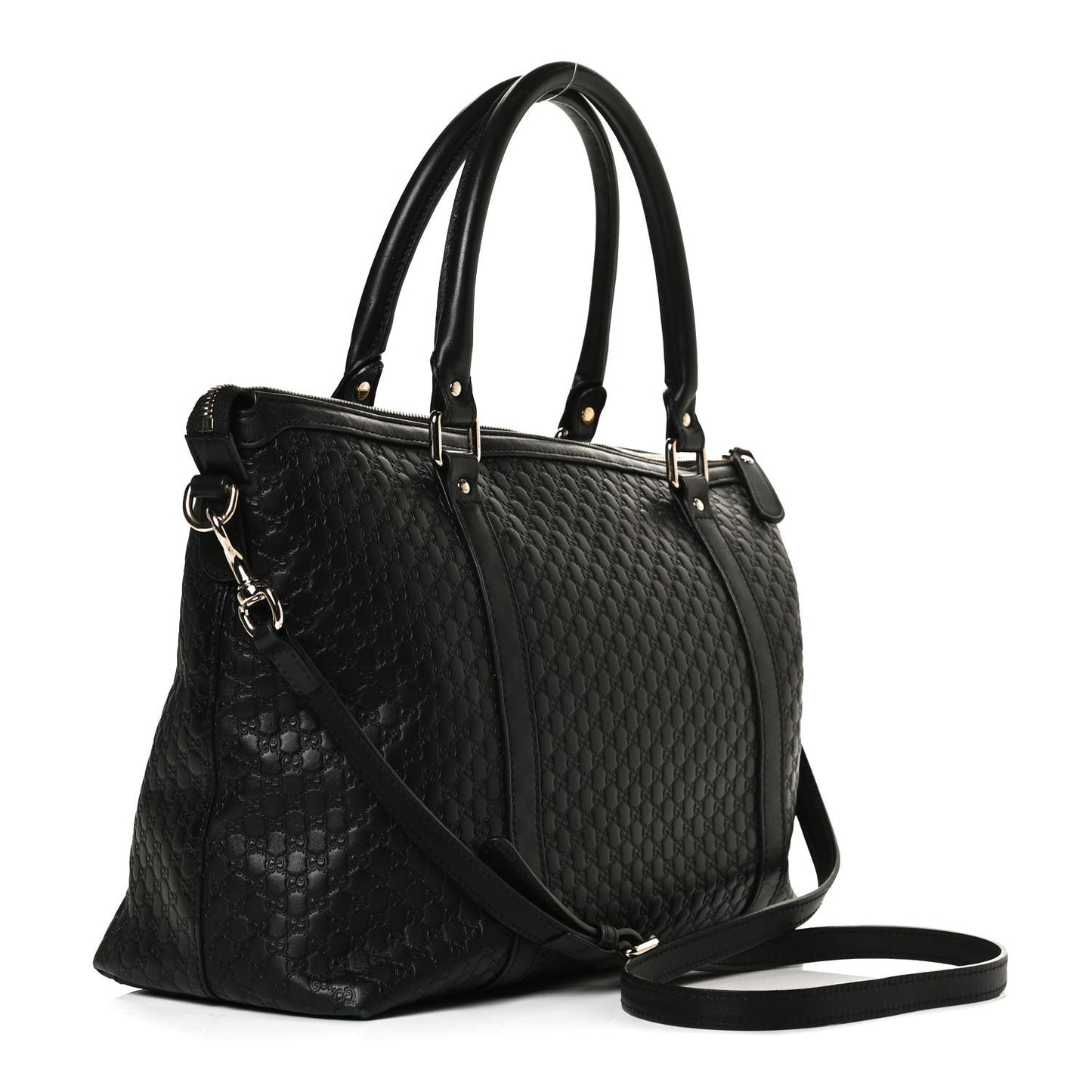 Soft Microguccissima Medium Zippered Satchel Black