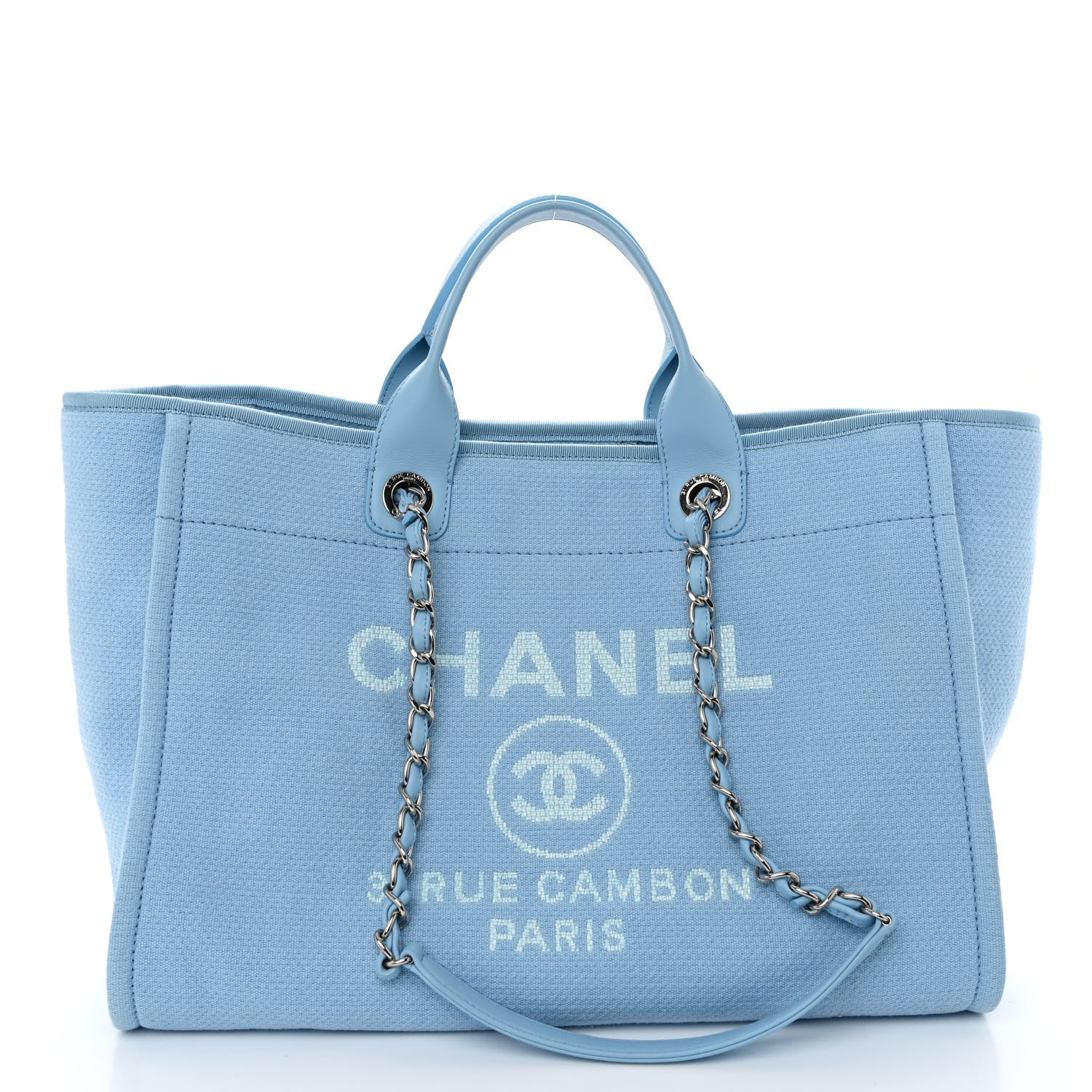 Chanel Mixed Fibers Medium Deauville Tote Light Blue 3 of 11