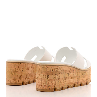 Hermes Calfskin Cork Eze 30 Sandals 35 White 4 of 9
