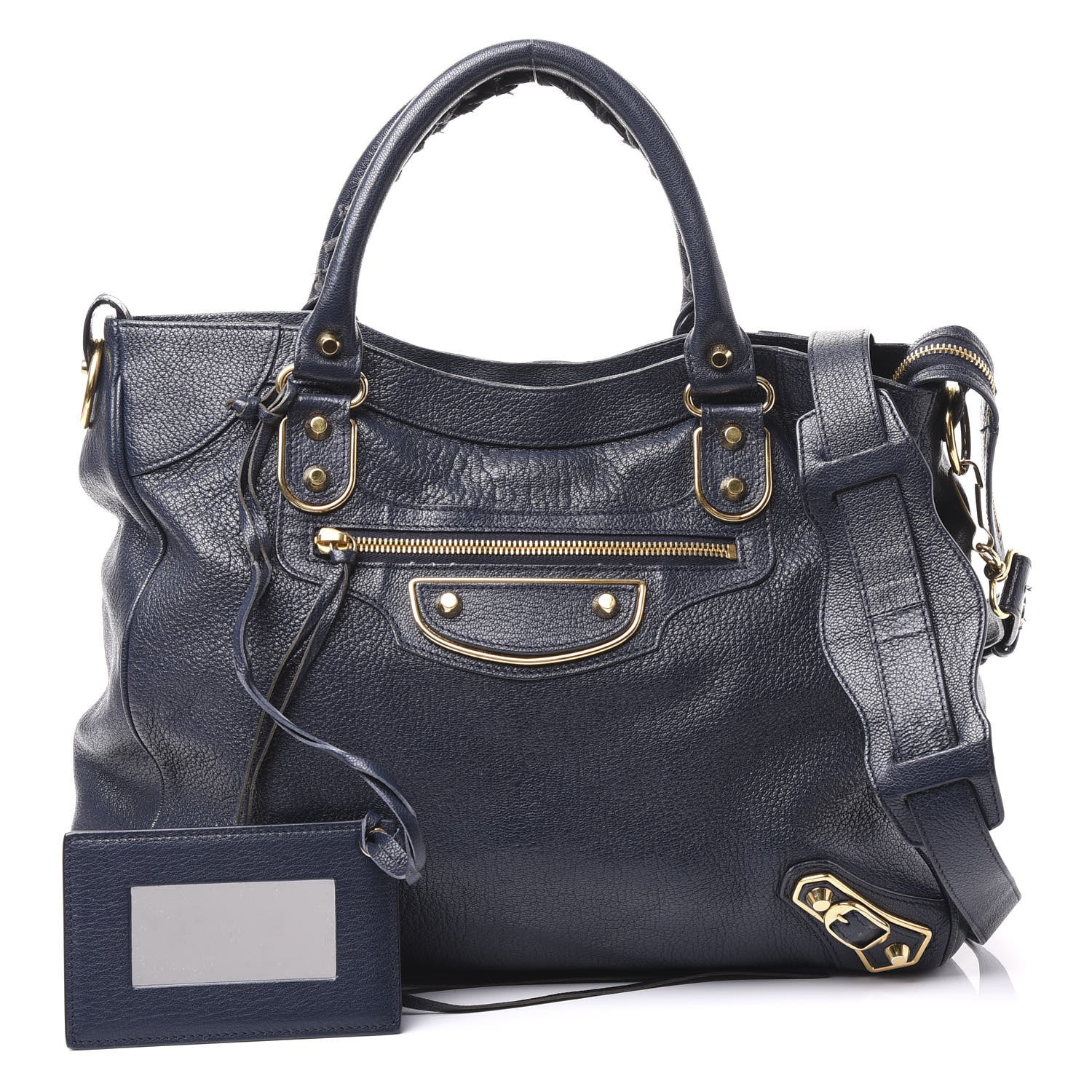 Balenciaga Chevre Gold Metallic Edge Hardware Velo Bleu Nuit Dark Sea 1 of 10