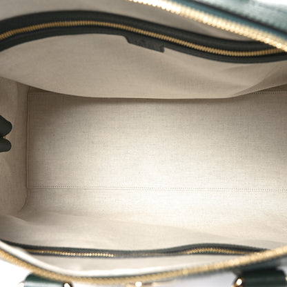 Gucci Textured Dollar Calfskin Web Medium Savoy Duffle Bag Green 4 of 9