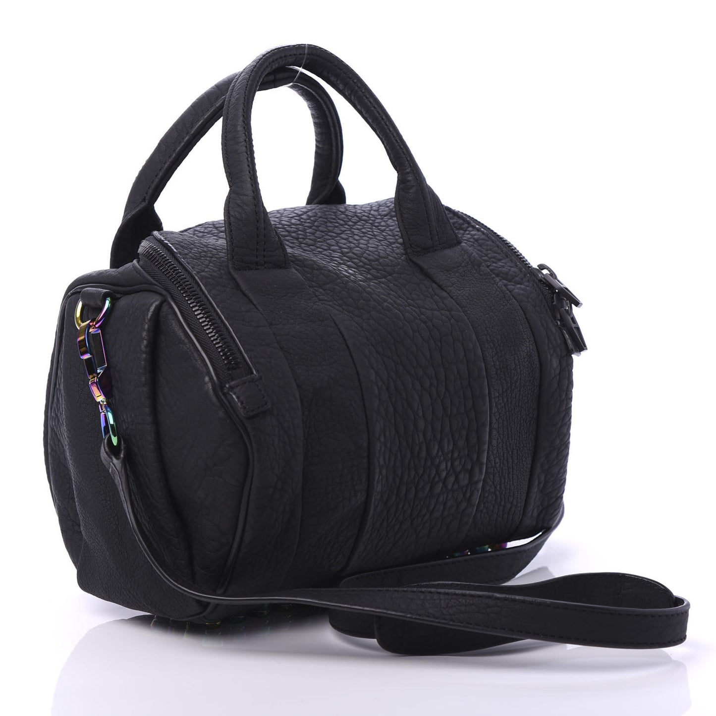 Pebbled Lambskin Rockie Black Iridescent Hardware