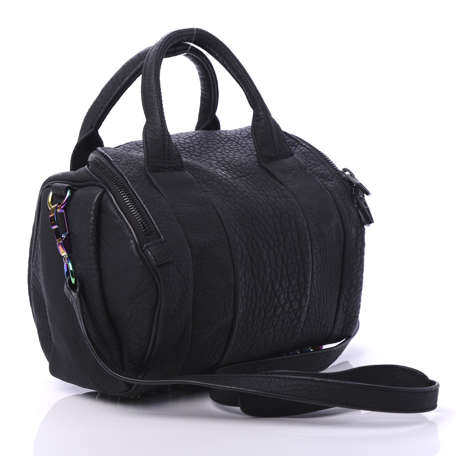 Alexander Wang Pebbled Lambskin Rockie Black Iridescent Hardware 3 of 10