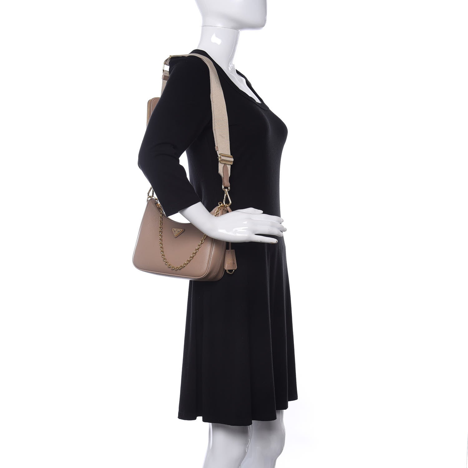 Prada Saffiano Re-Edition 2005 Shoulder Bag Cammeo Beige 2 of 10