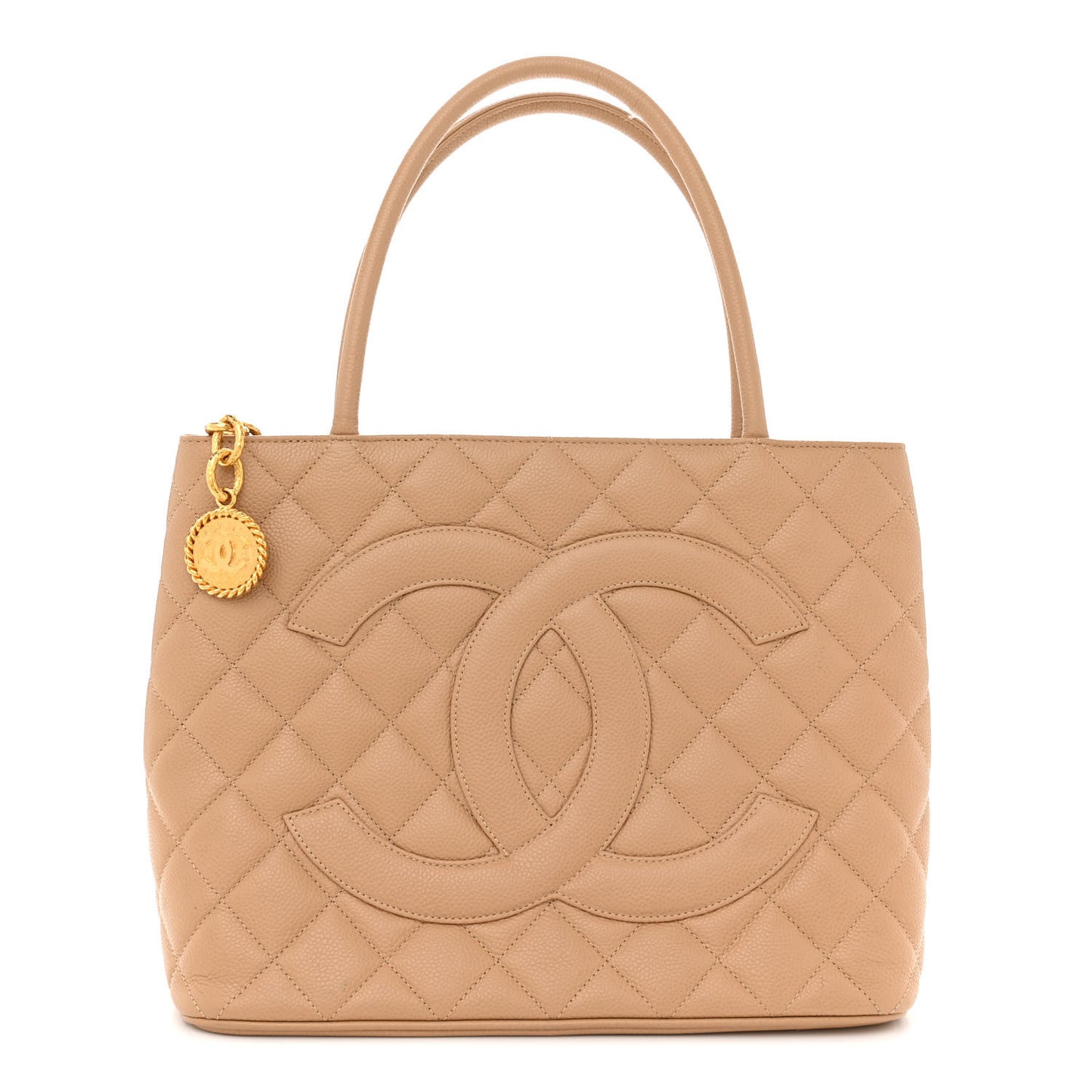 Caviar Quilted Medallion Tote Beige