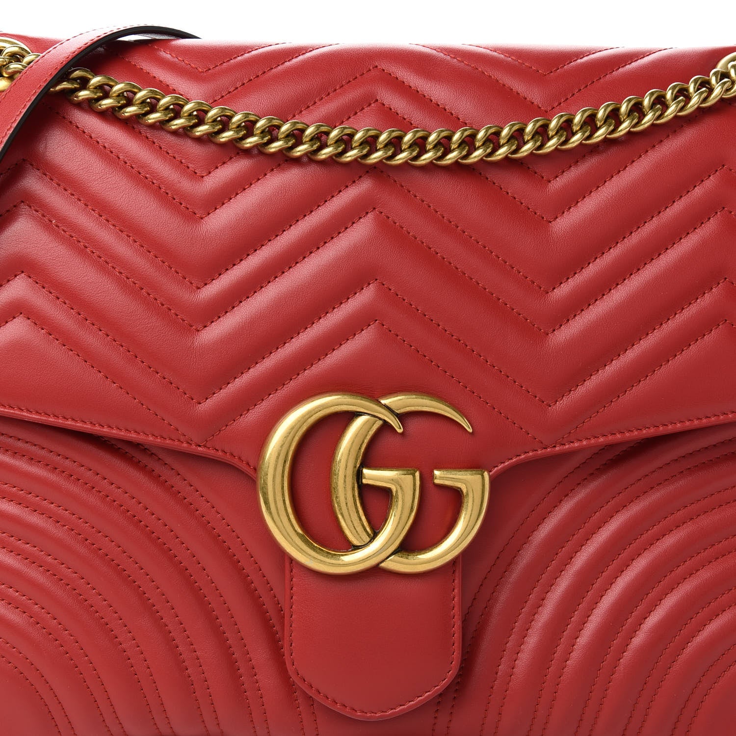 Gucci Calfskin Matelasse Large GG Marmont Shoulder Bag Hibiscus Red 12 of 14