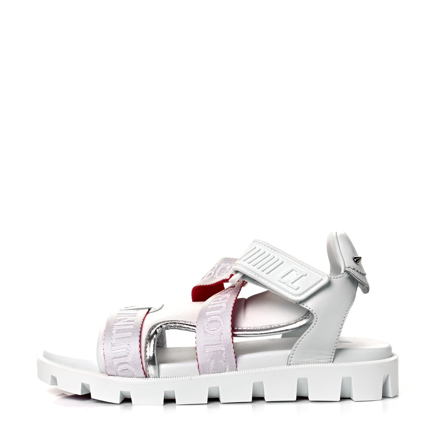 Calfskin Velcrissimo Flat Sandals 37 Blanco Silver