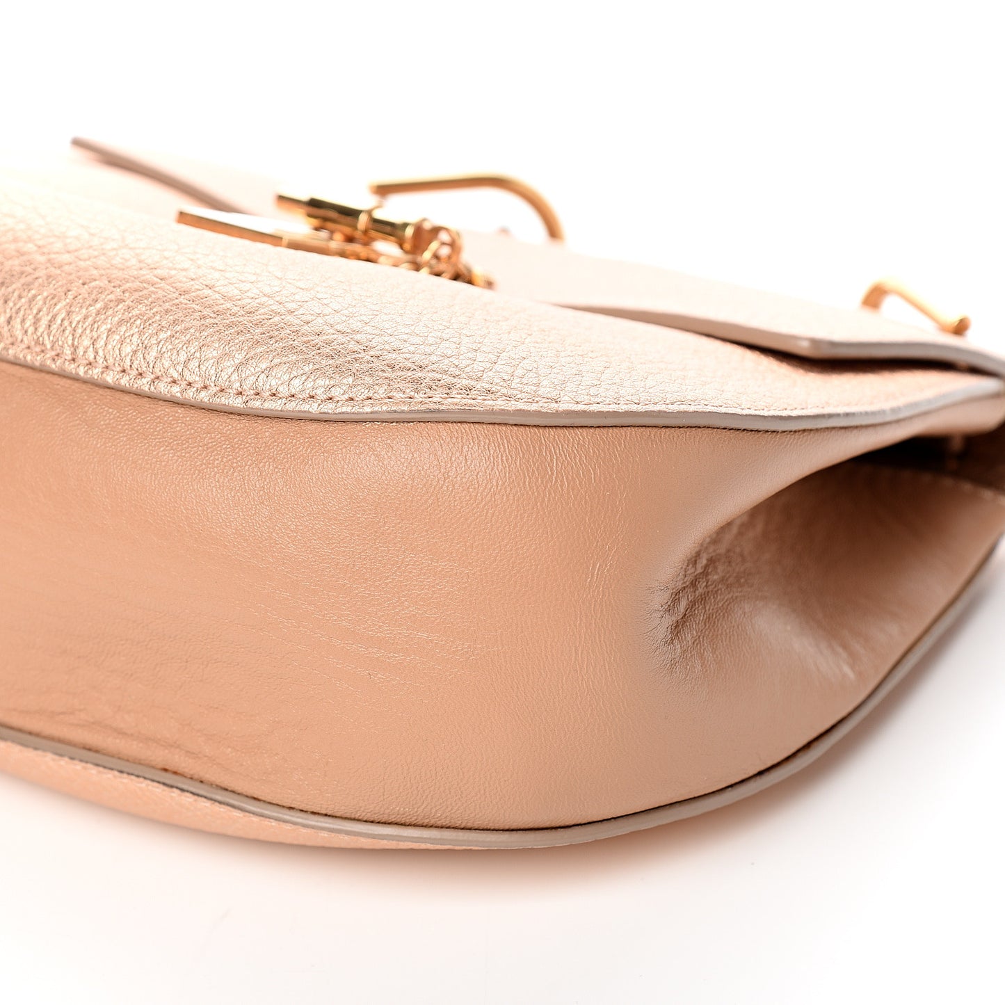 Metallic Grained Goatskin Drew Shoulder Bag Rose Gold