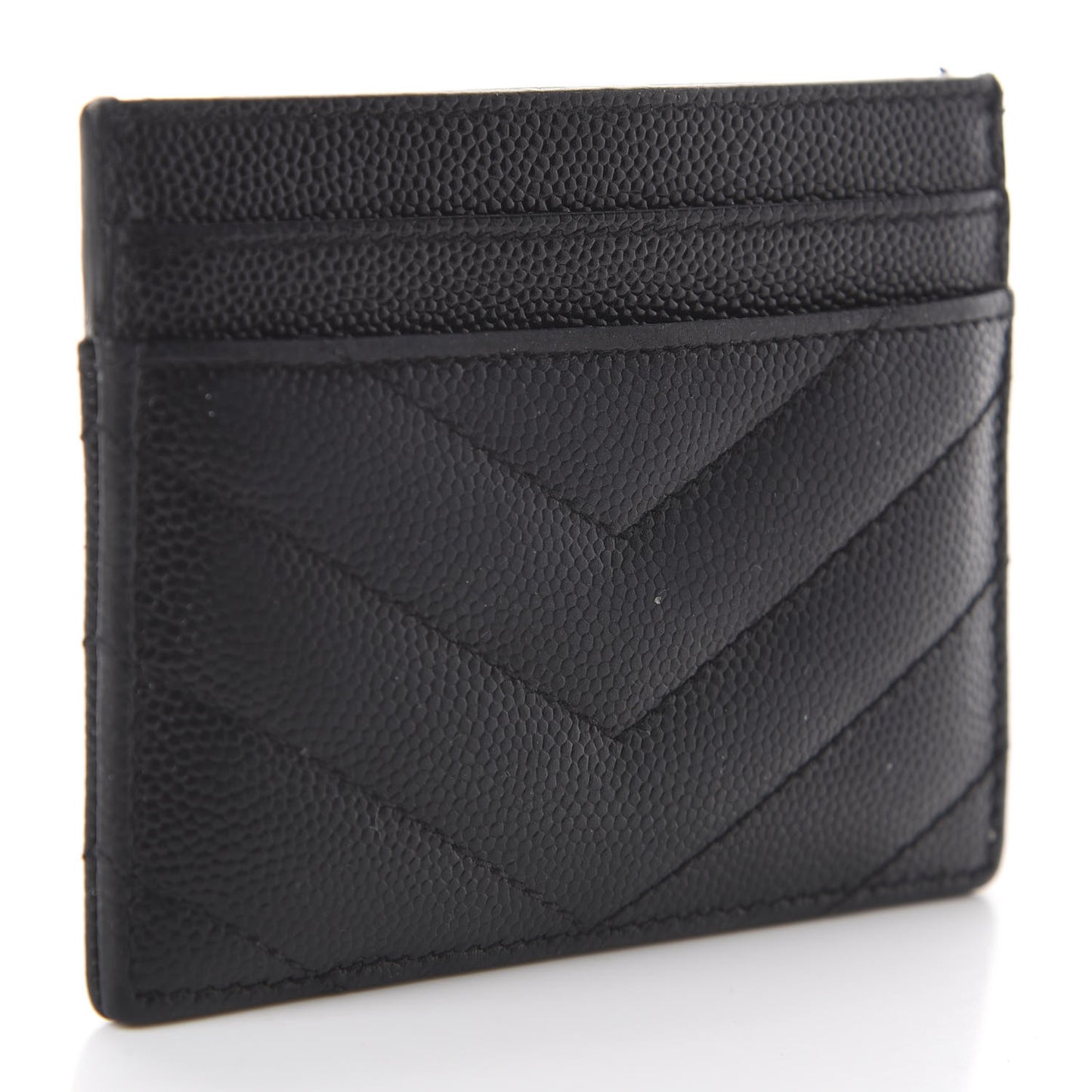 Grain De Poudre Matelasse Chevron Monogram Credit Card Case Black