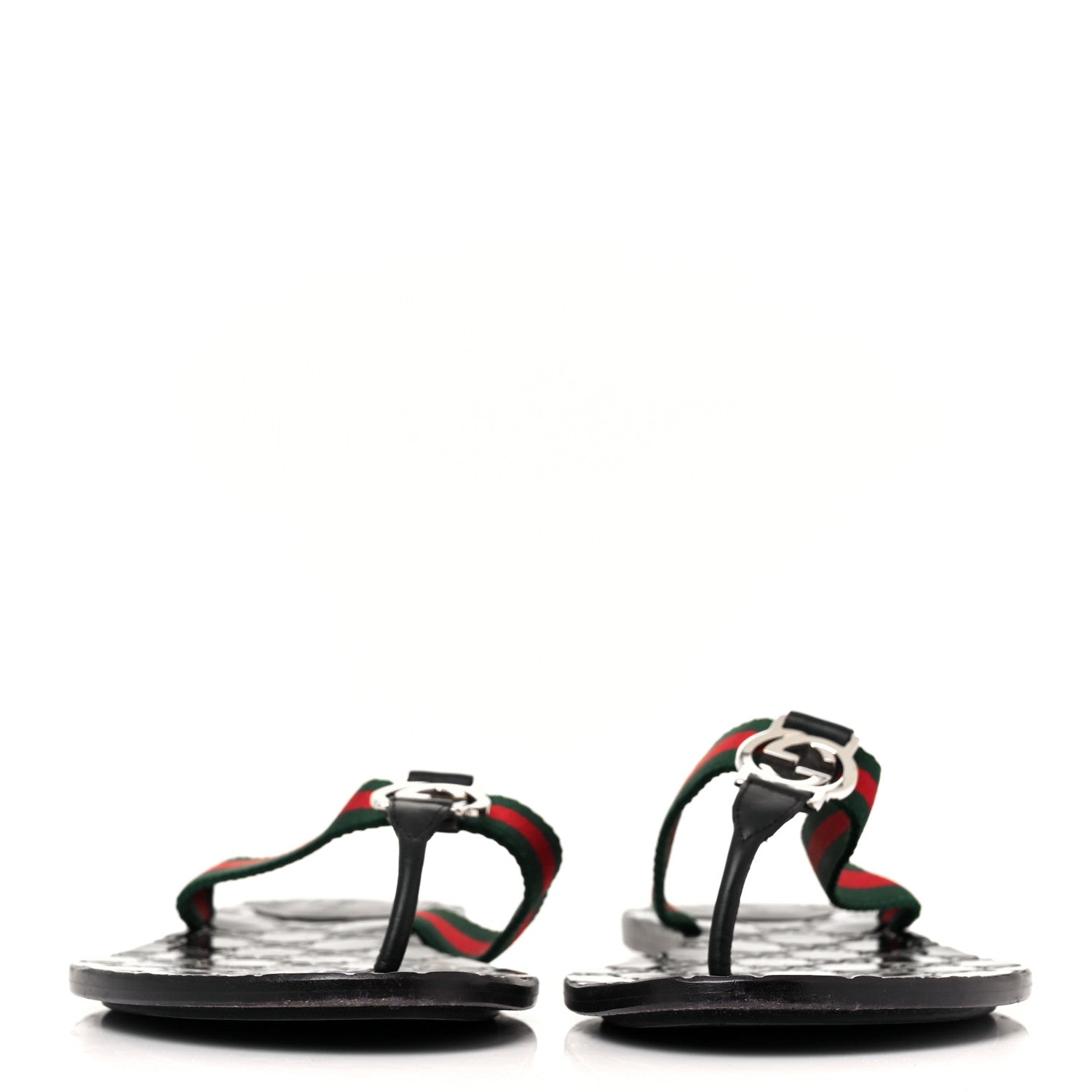 Gucci Nylon Guccissima Web Womens Thong Sandals 42 Green Red Black 2 of 8