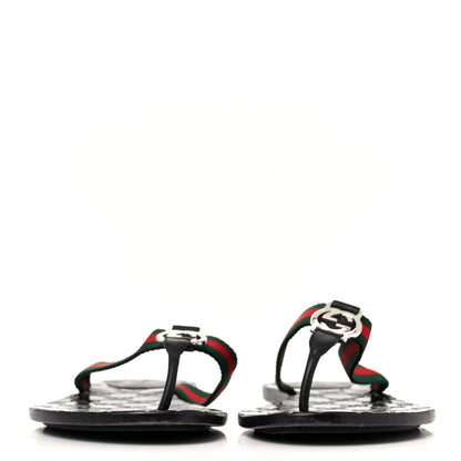 Gucci Nylon Guccissima Web Womens Thong Sandals 42 Green Red Black 2 of 8