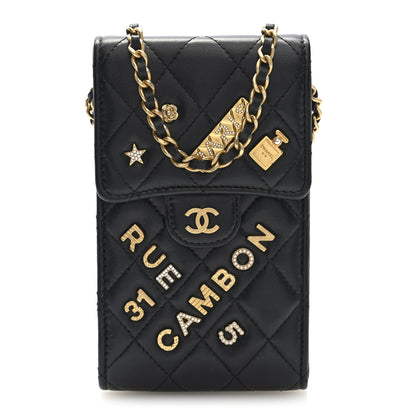Chanel Lambskin Quilted Lucky Charm Phone Holder Black 1 of 10
