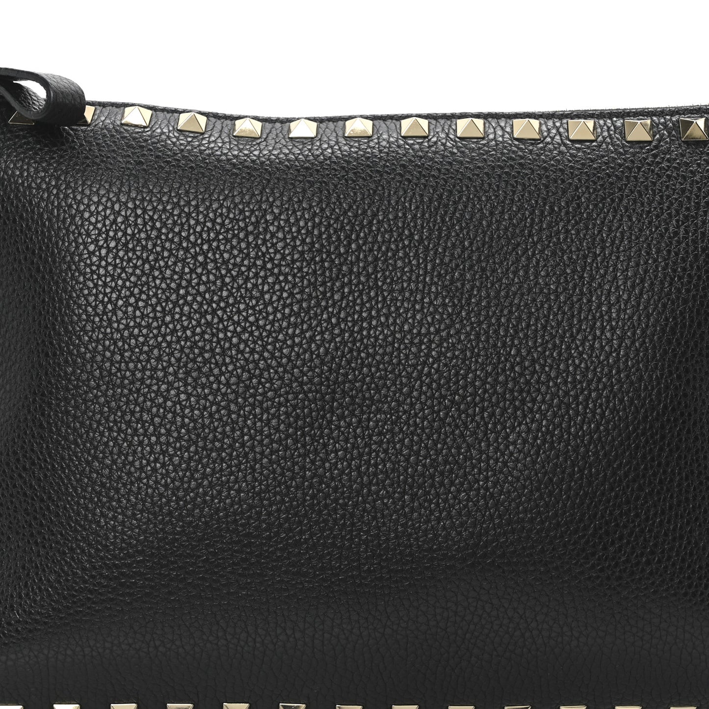 Calfskin Rockstud Zip Pouch Black Black