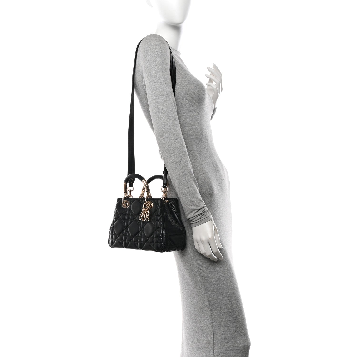 Christian Dior Calfskin Cannage Small The Lady 95.22 Black 2 of 12