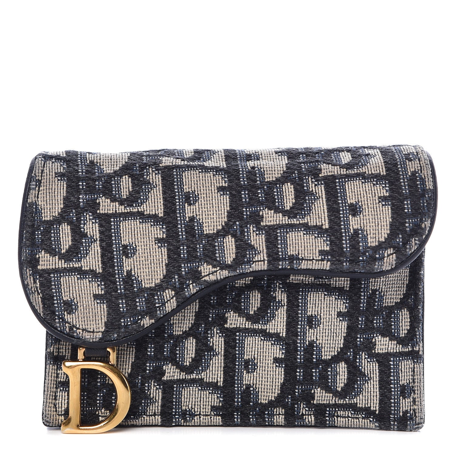Christian Dior Oblique Saddle Card Holder Blue 1 of 11