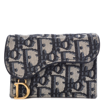 Christian Dior Oblique Saddle Card Holder Blue 1 of 11