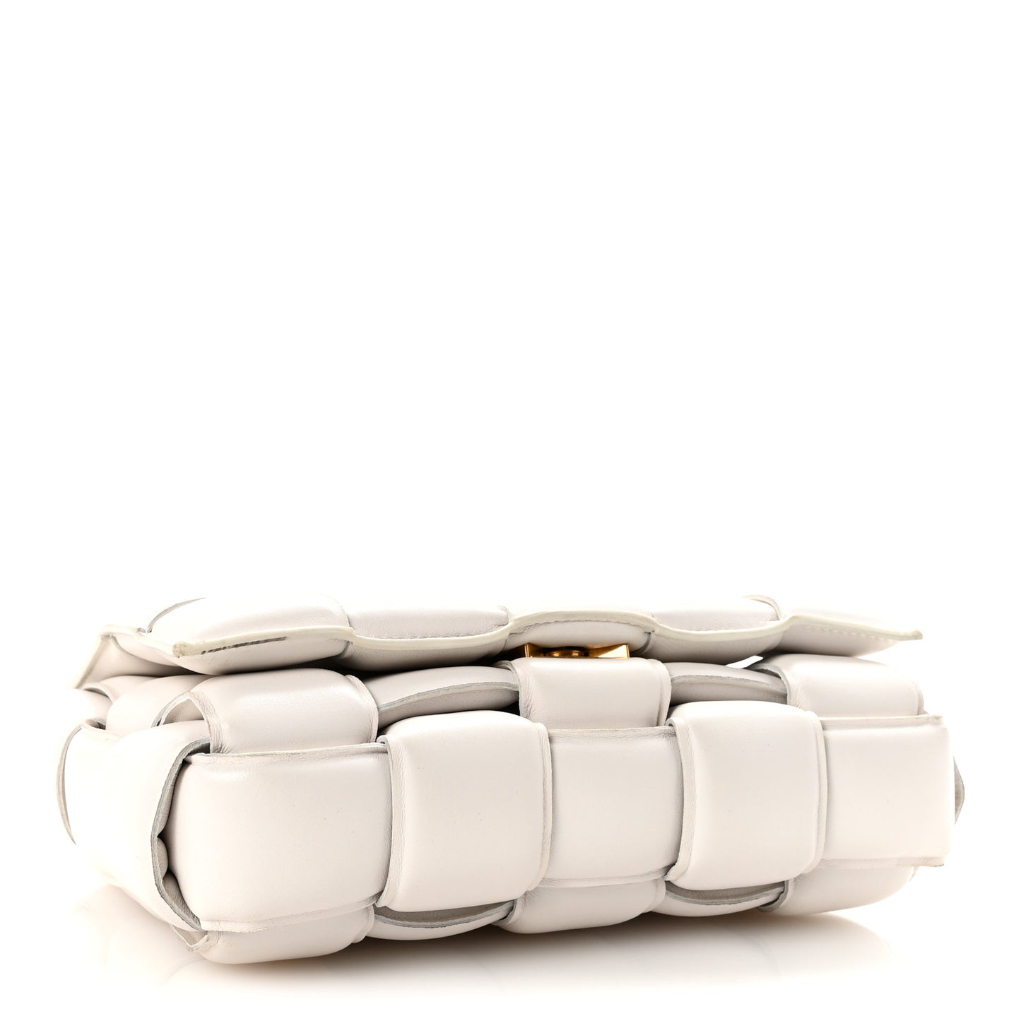 Lambskin Maxi Intreccio Padded Chain Cassette Crossbody Bag White