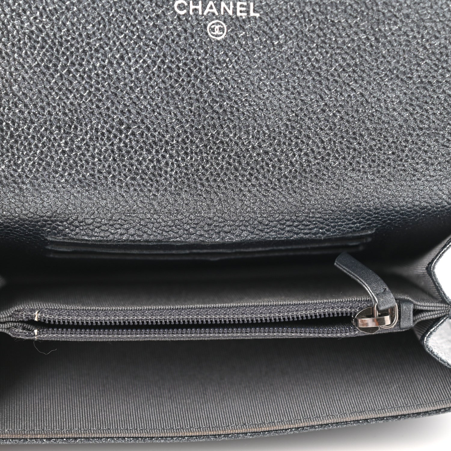 Chanel Metallic Caviar Quilted Small Flap Wallet Charcoal 5 of 9