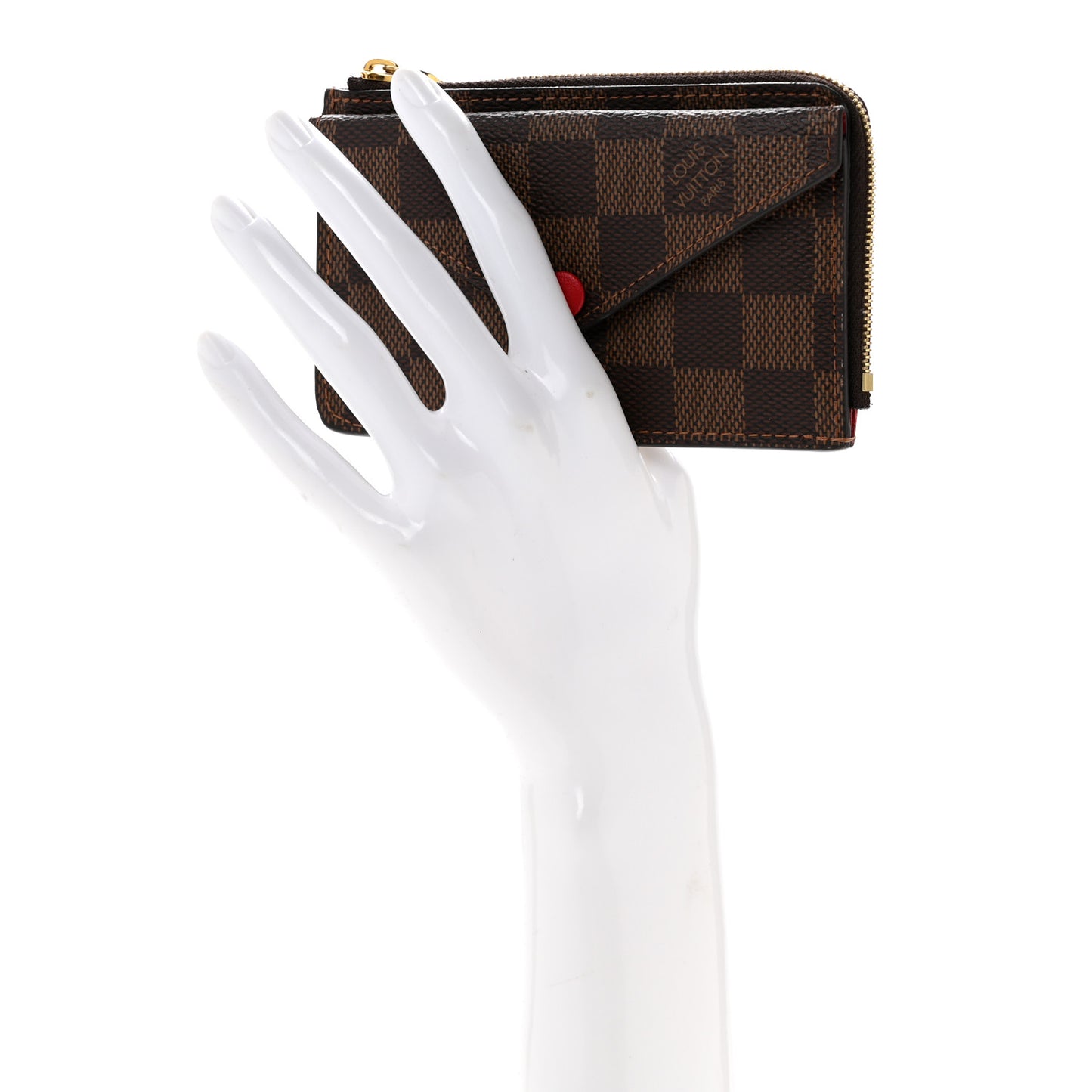 Damier Ebene Recto Verso Card Holder Red