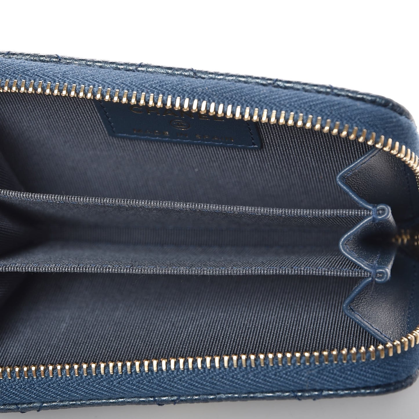Caviar Quilted Zip Coin Purse Dark Blue