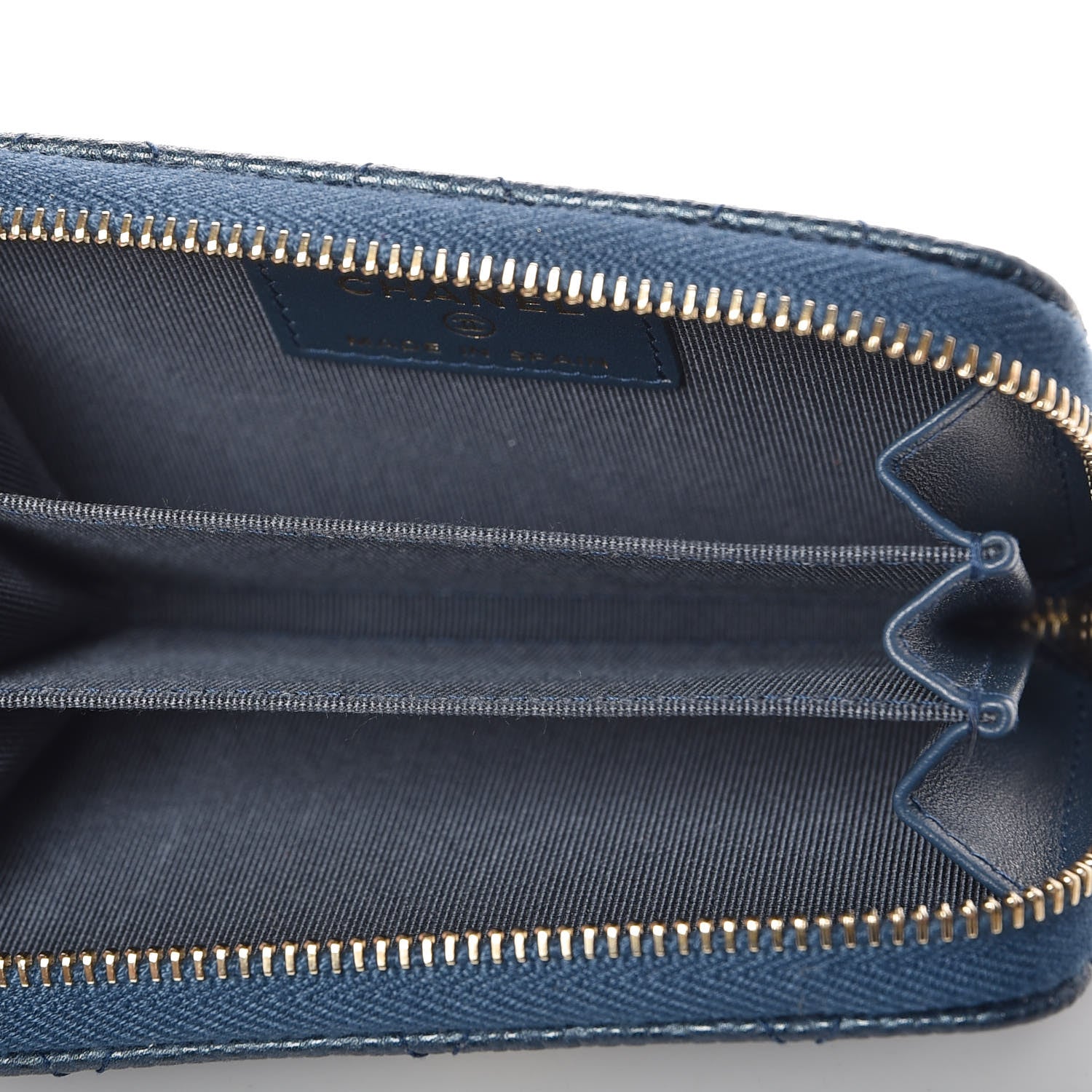 Chanel Caviar Quilted Zip Coin Purse Dark Blue 5 of 7