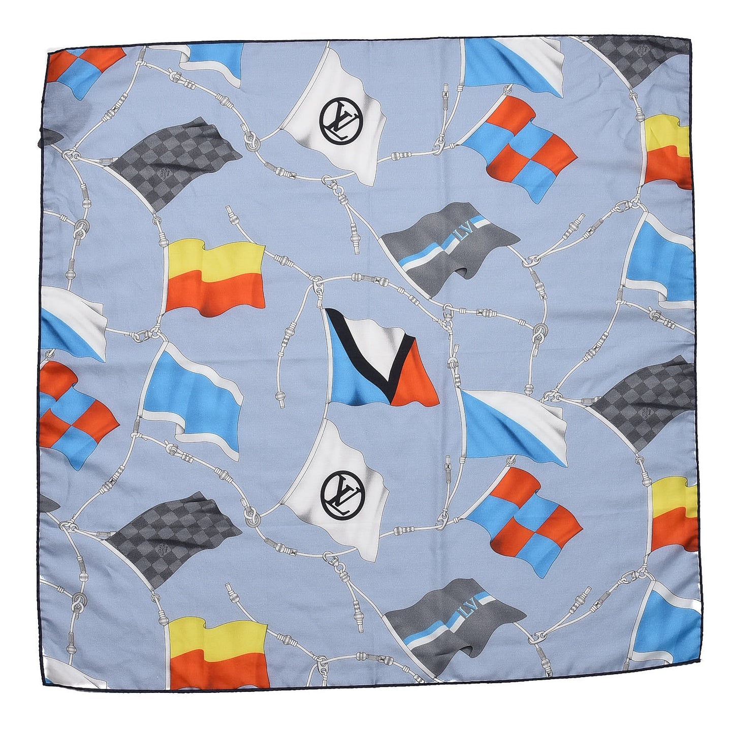 Cotton Silk LV Flags Bandana Scarf