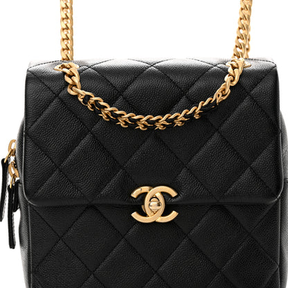 Chanel Shiny Caviar Quilted Chain Melody Backpack Black 8 of 11