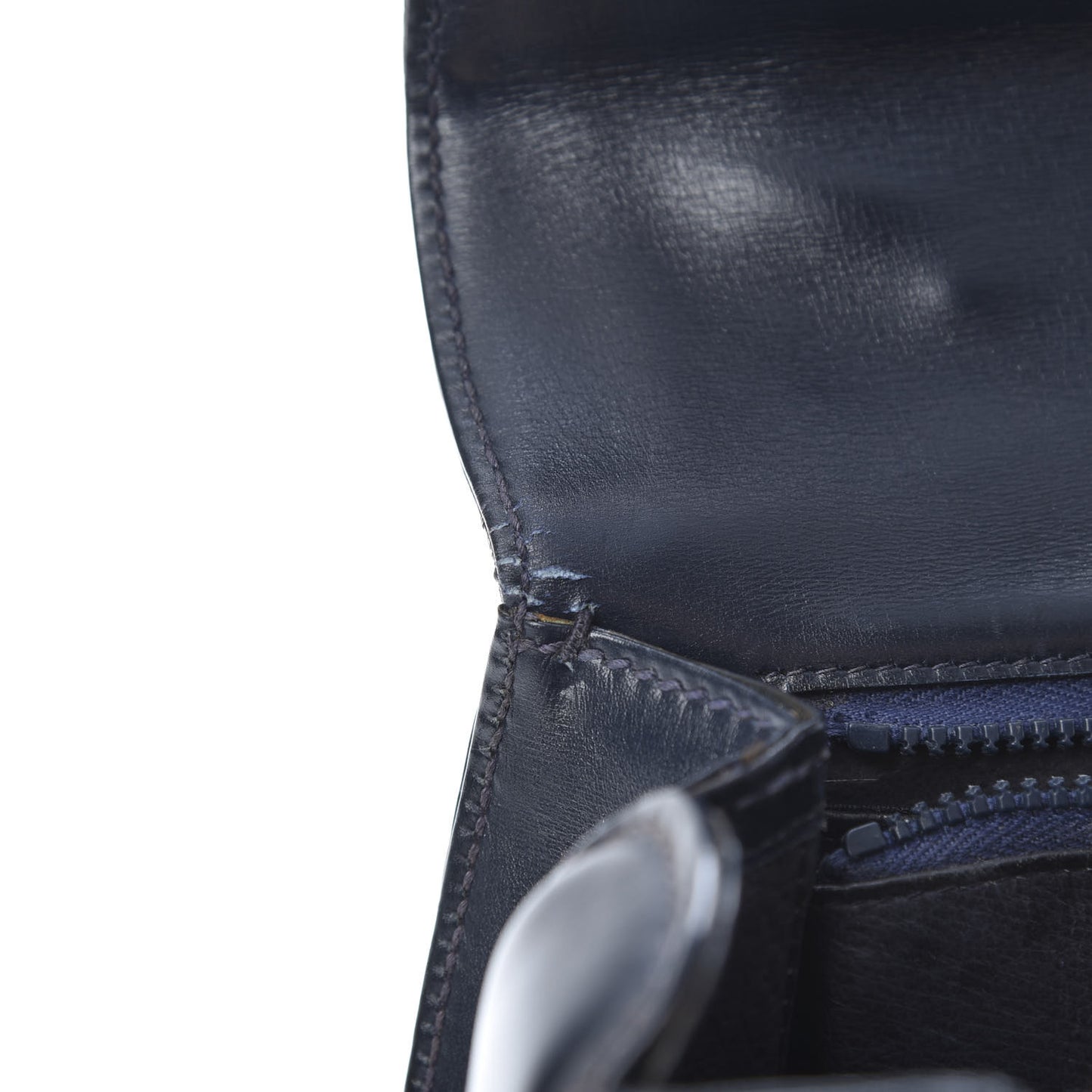 Calfskin Bamboo Top Handle Bag Navy