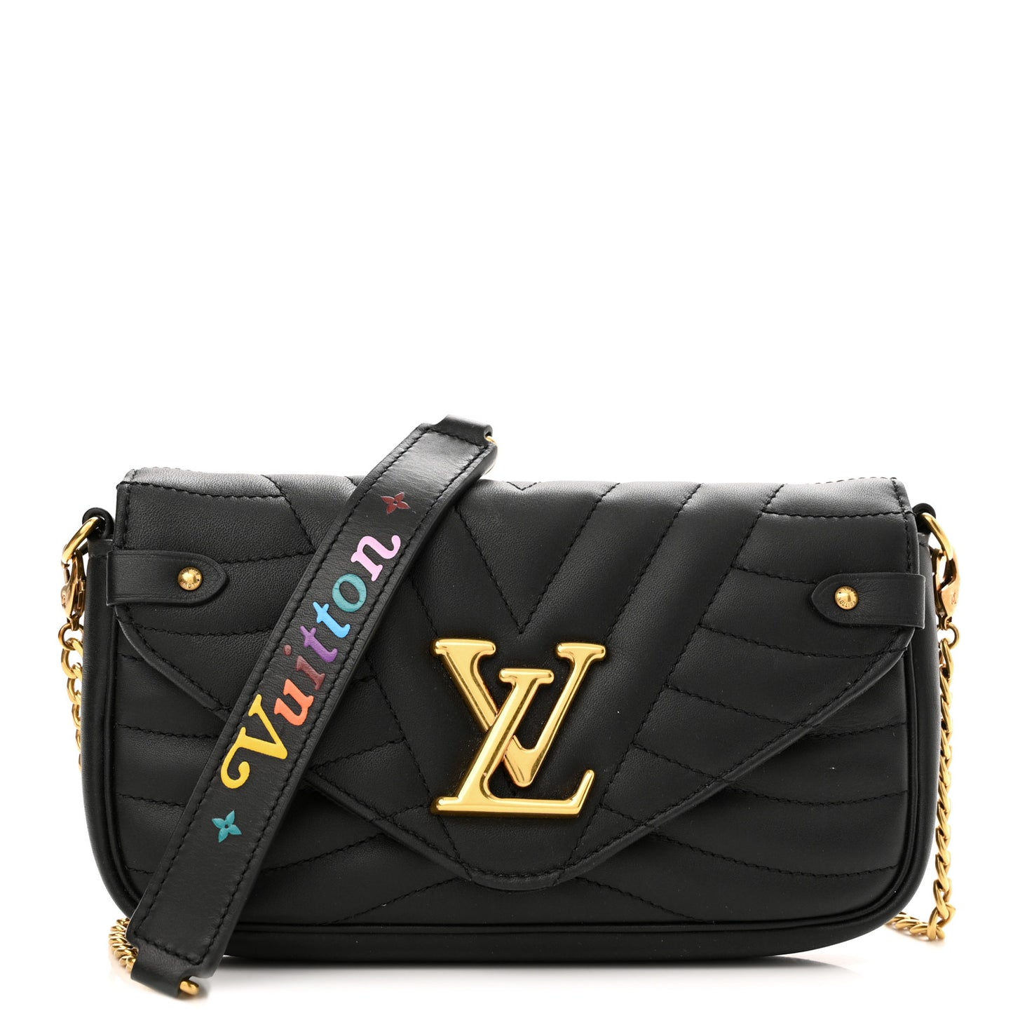 Calfskin New Wave Chain Pochette Black