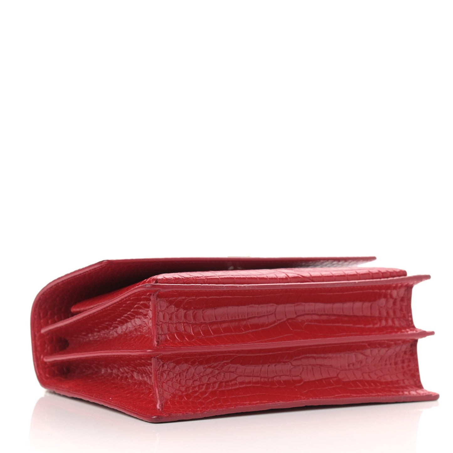 Calfskin Crocodile Embossed Medium Monogram Sunset Rouge Eros