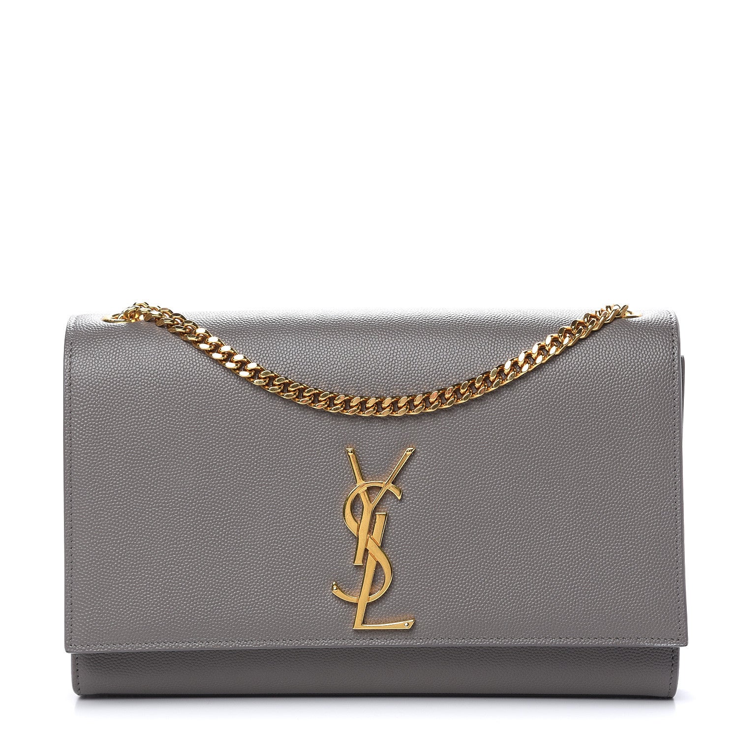 Saint Laurent Grain De Poudre Medium Classic Monogram Kate Satchel Earth Grey 1 of 10
