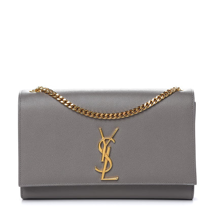 Saint Laurent Grain De Poudre Medium Classic Monogram Kate Satchel Earth Grey 1 of 10