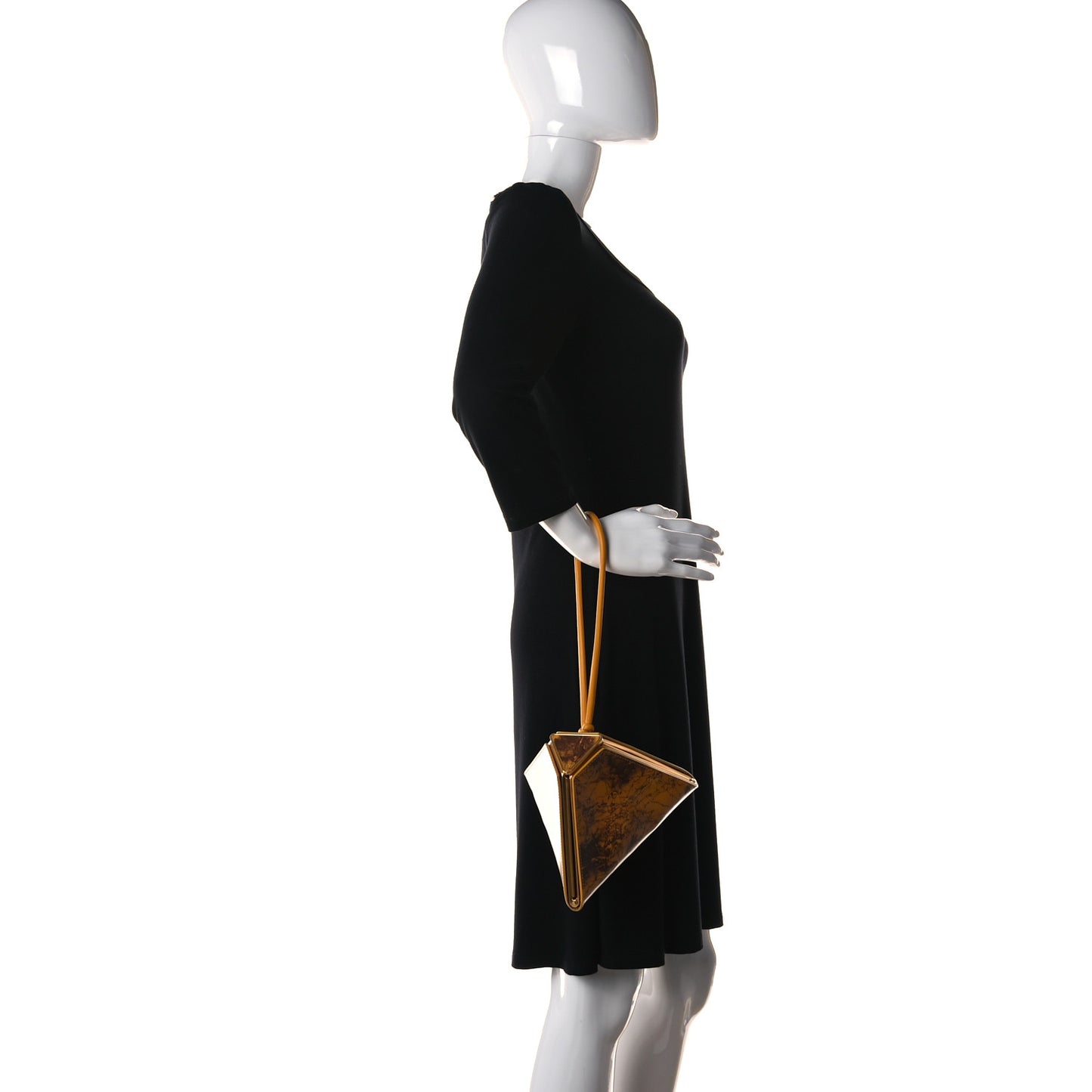 Spazzolato Calfskin Pyramid Bag Gold Marble
