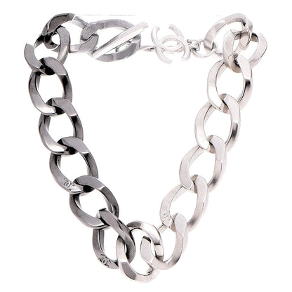 Chanel Chain Link CC Choker Necklace Silver 3 of 7