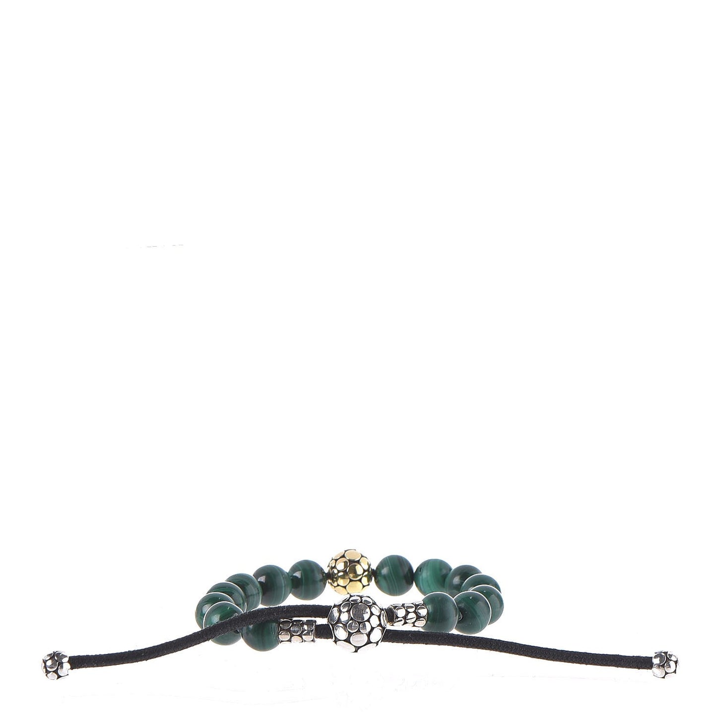 Sterling Silver 18K Yellow Gold Malachite Dot Bead Bracelet