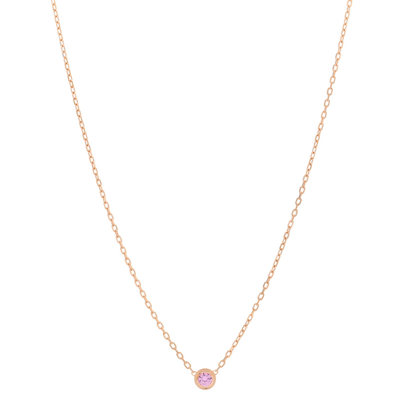 18K Pink Gold Pink Sapphire D'Amour Pendant Necklace