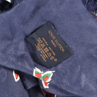 Louis Vuitton Wool Silk ABC Monogram Shawl Navy 3 of 3