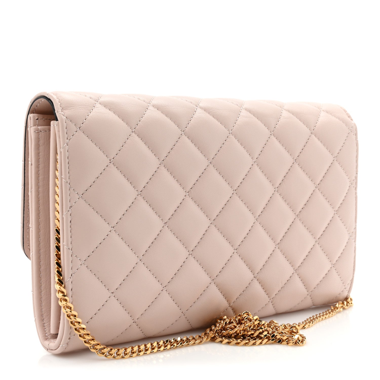 Versace Lambskin Quilted Medusa Wallet on Chain Crossbody Light Pink 3 of 12