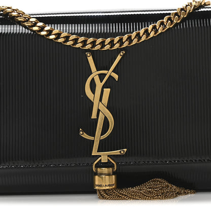 Saint Laurent Patent Linear Embossed Small Classic Monogram Kate Tassel Satchel Black 8 of 10