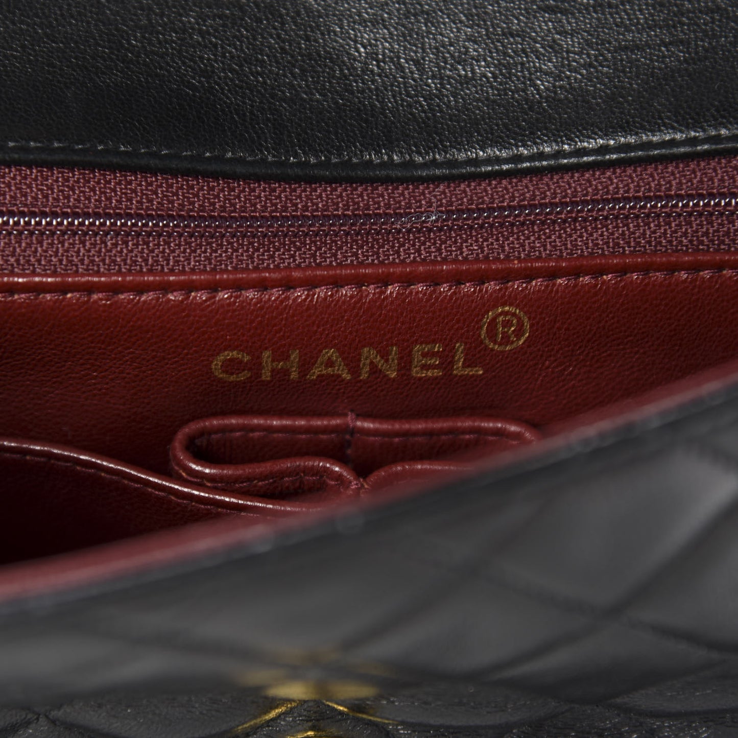 Lambskin Quilted Mini Square Flap Black
