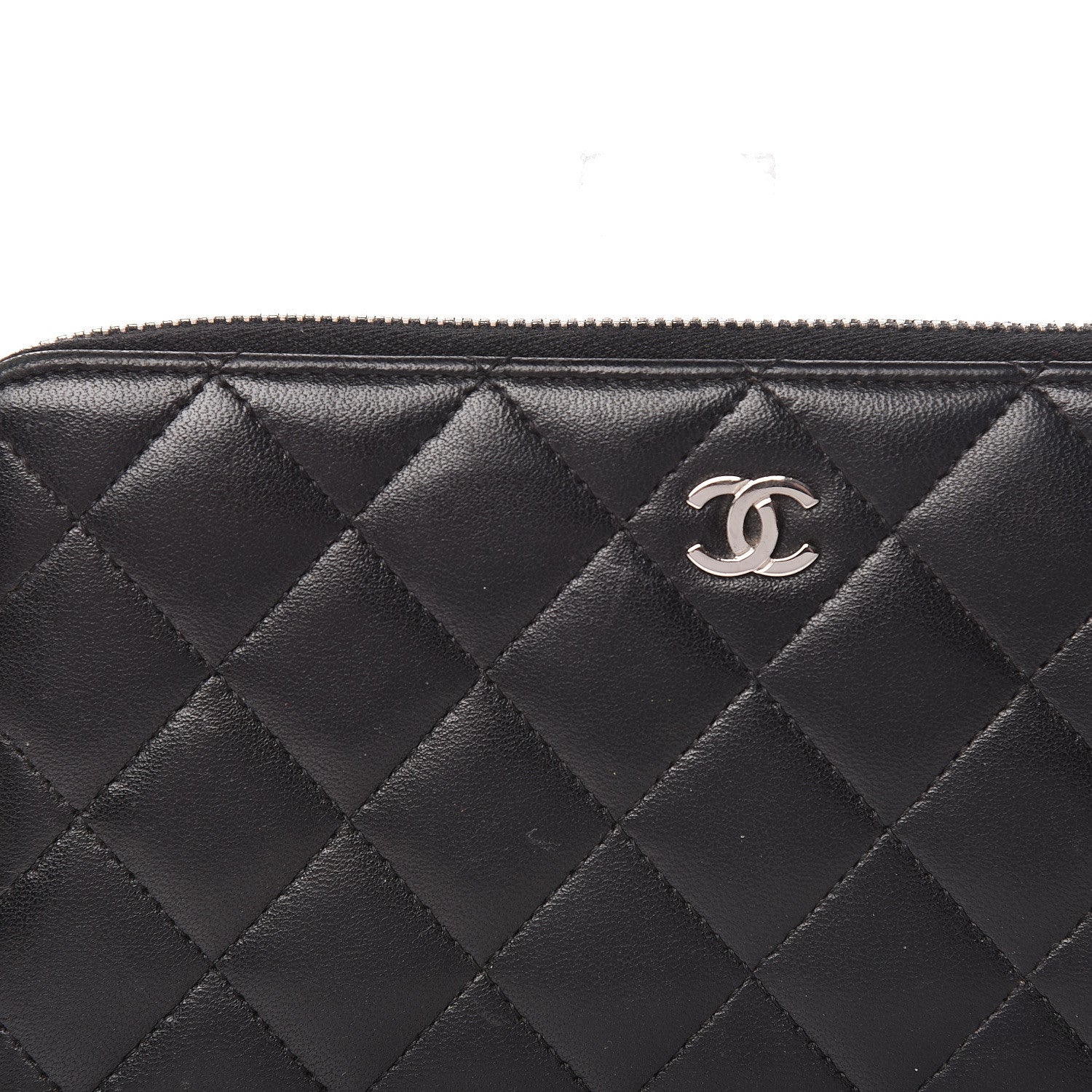Chanel Lambskin Quilted Large Gusset Zip Around Wallet Black 11 of 17