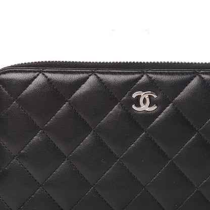 Chanel Lambskin Quilted Large Gusset Zip Around Wallet Black 11 of 17