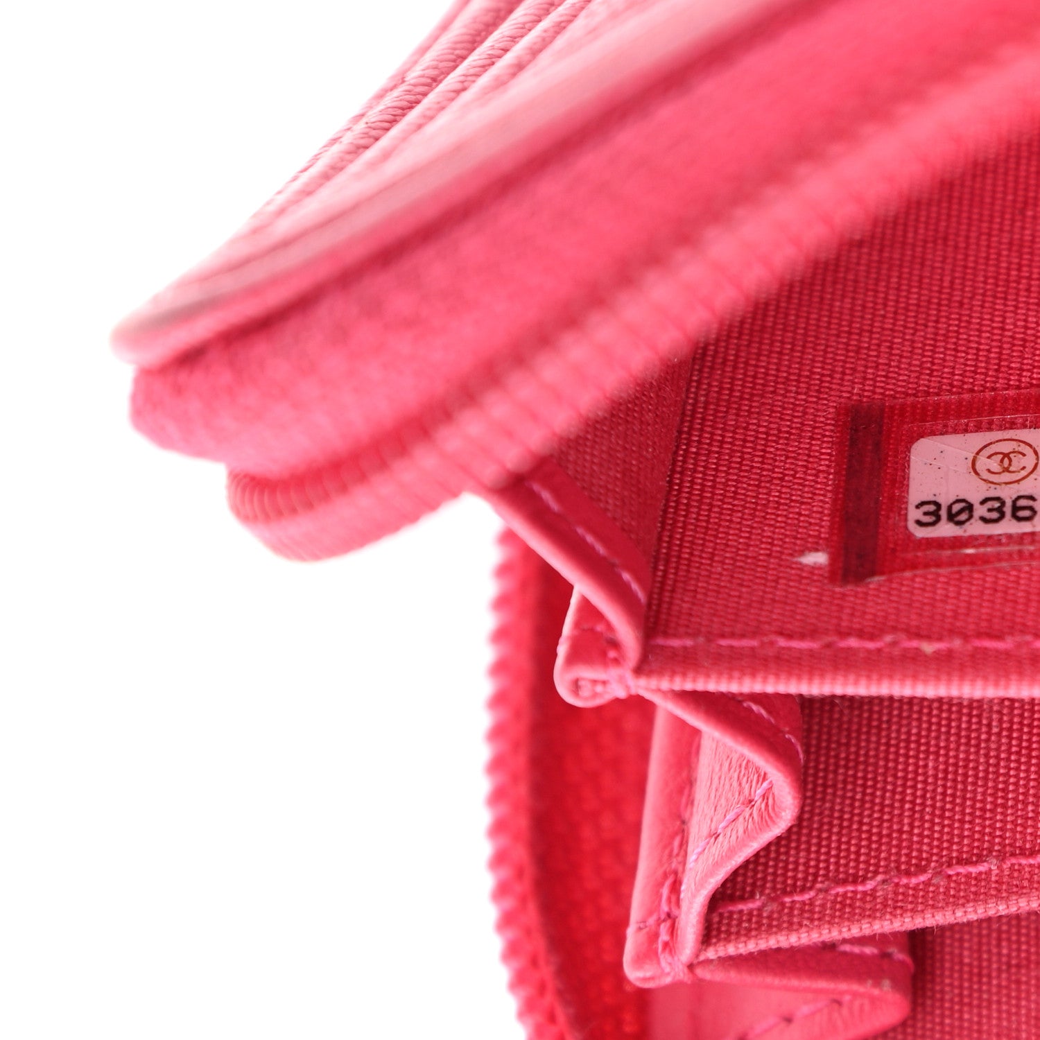 Chanel Caviar Quilted Boy Zip Around Coin Purse Wallet Fuchsia 7 of 9