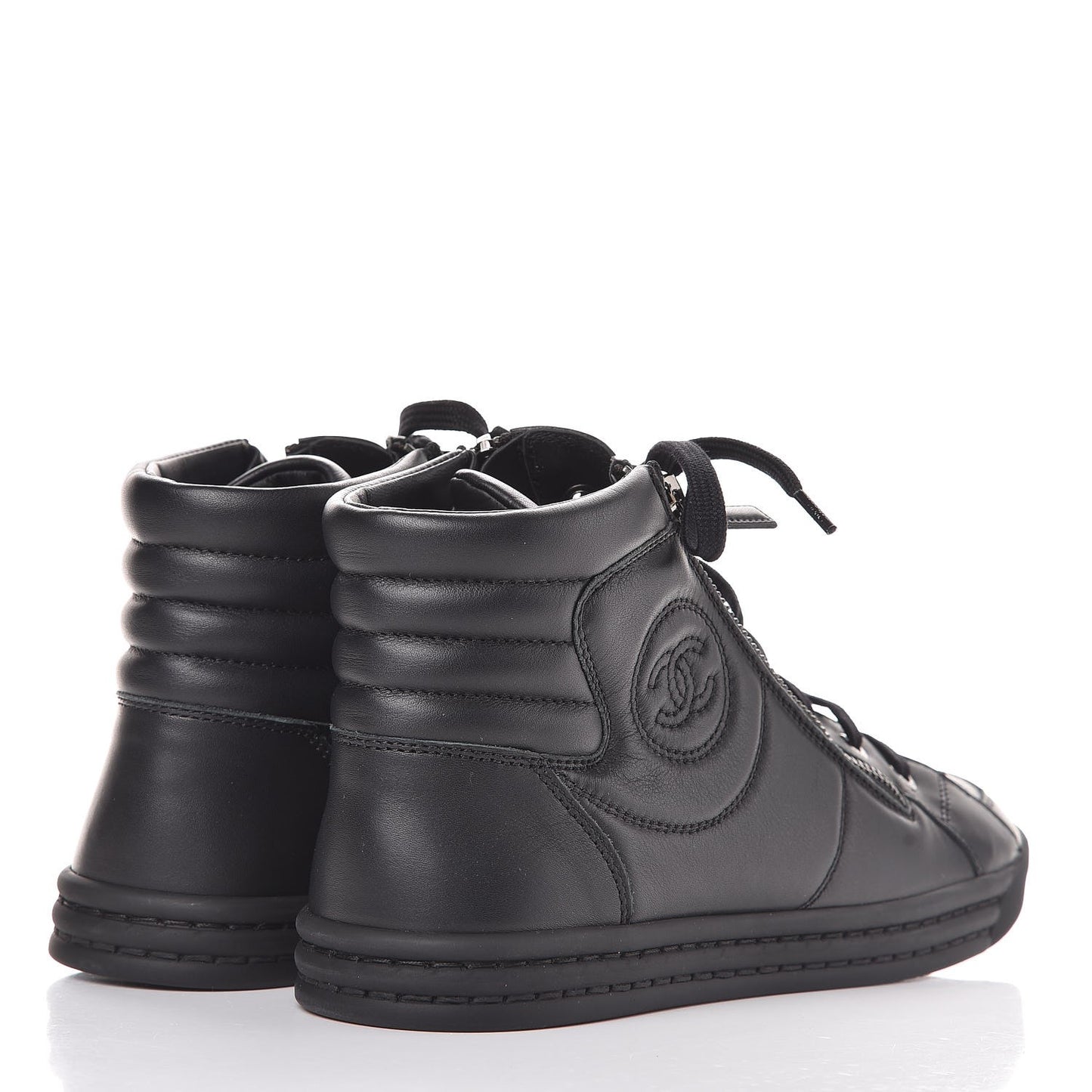 Calfskin High Top CC Sneakers 39 Black